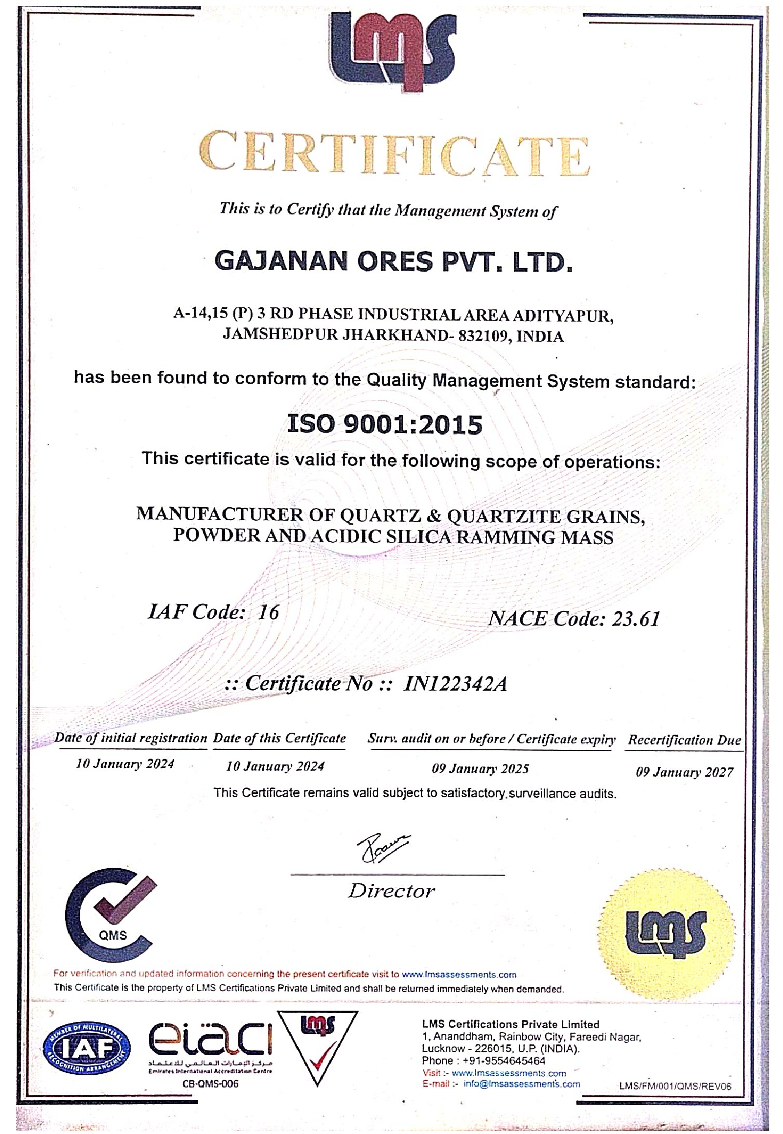 quality control certificate full view
