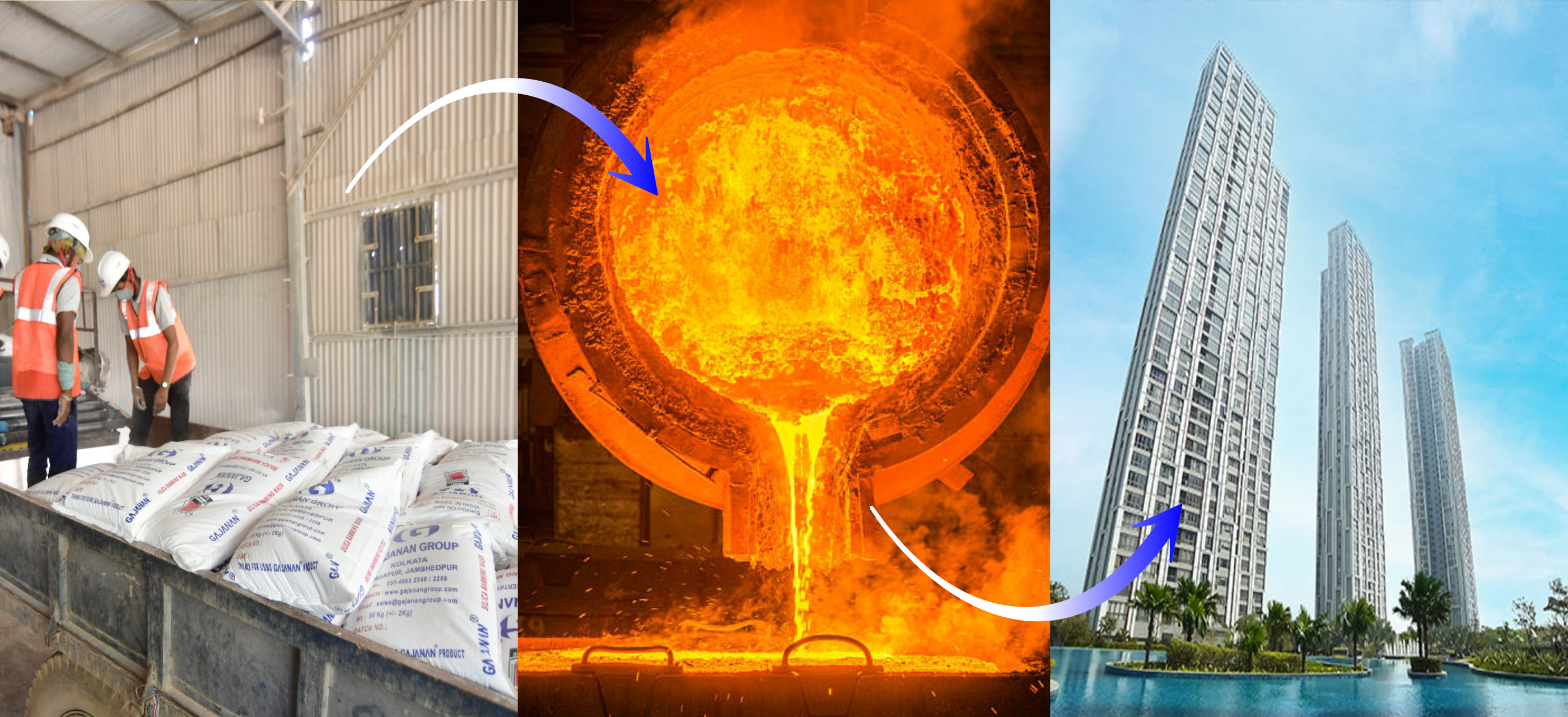acidic ramming mass to high rise building work chain